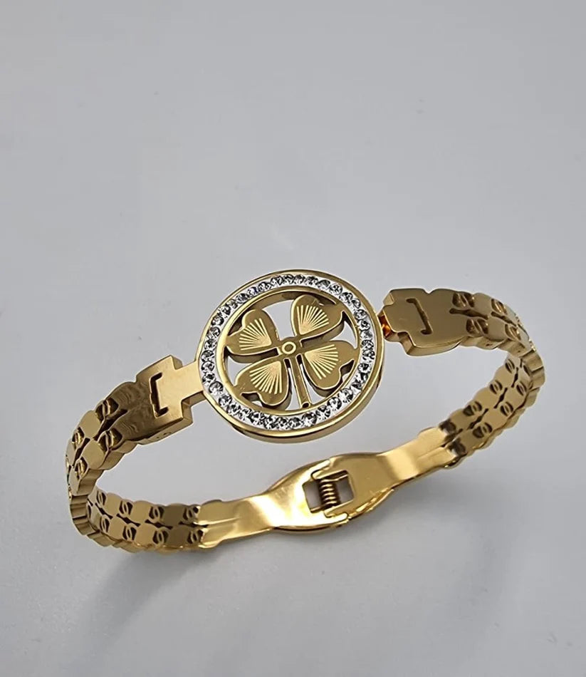 Four-Leaf Charm Bangle